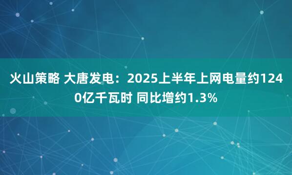 火山策略 大唐发电：2025上半年上网电量约1240亿千瓦时 同比增约1.3%